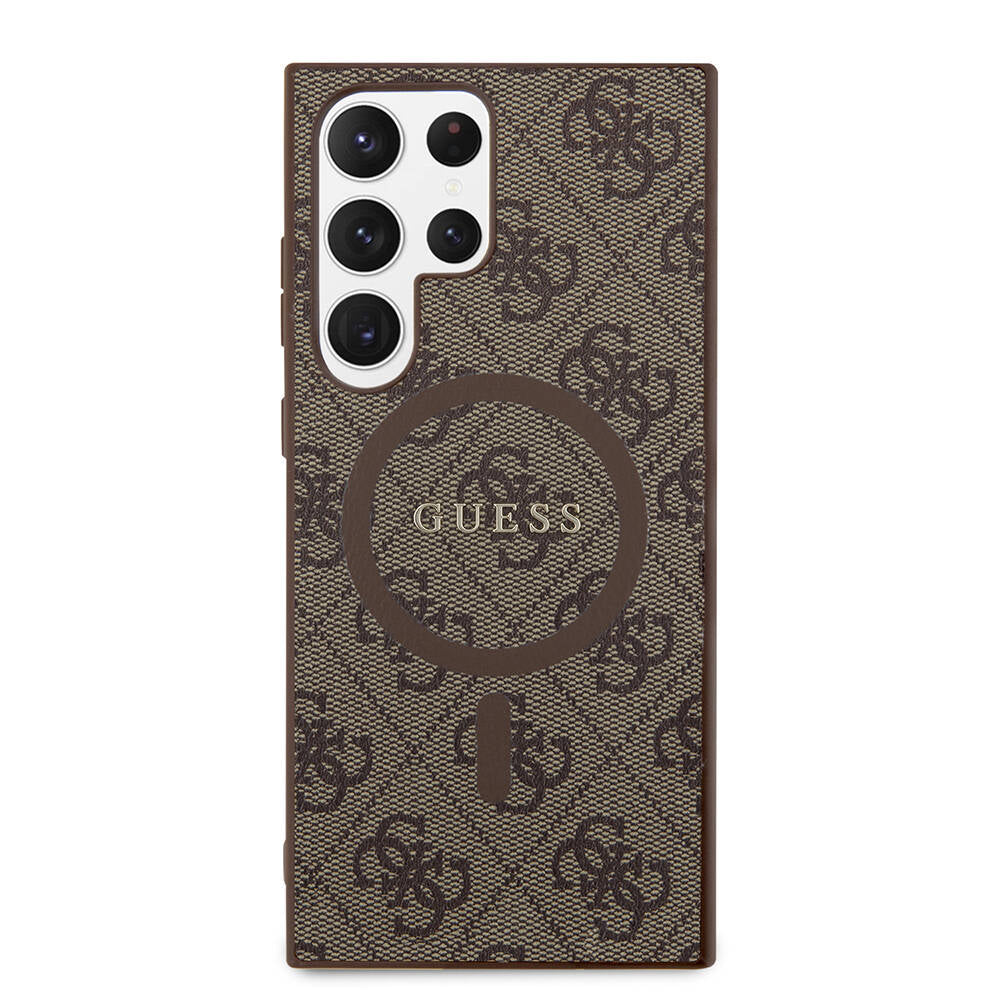 Guess Galaxy S24 Ultra Orjinal Lisanslı M-safe Şarj Özellikli PU Halkalı 4G Desenli Yazı Logolu Kılıf Guess Galaxy S24 Ultra Orjinal Lisanslı M-safe Şarj Özellikli PU Halkalı 4G Desenli Yazı Logolu Kılıf